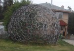 Some guy in Whitehorse made this lawn art out of bicycle wheels!@#$%